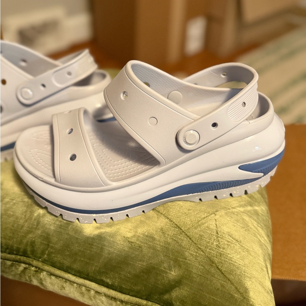 CROCS Light Grey and Blue Mega Crush Sandals